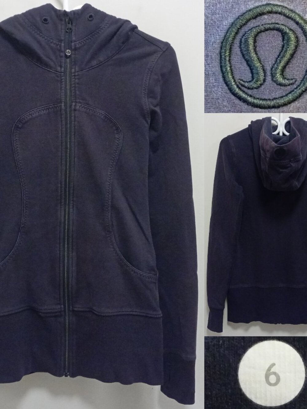 Lululemon Live Simply Jacket Black Swan Dark Purple Hoodie French Terry 6 Small